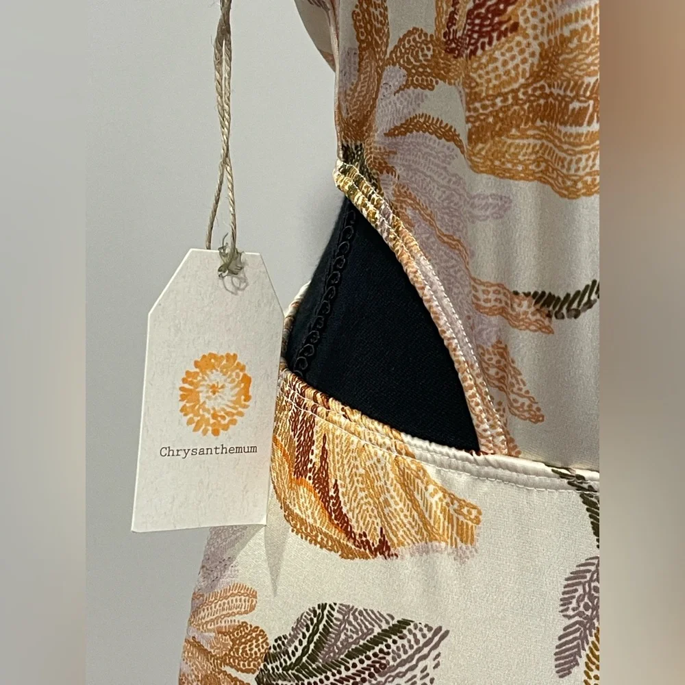 New Chrysanthemum‎ L Floral Cut-Out Maxi Dress w Stretch 810 - Picture 7 of 10
